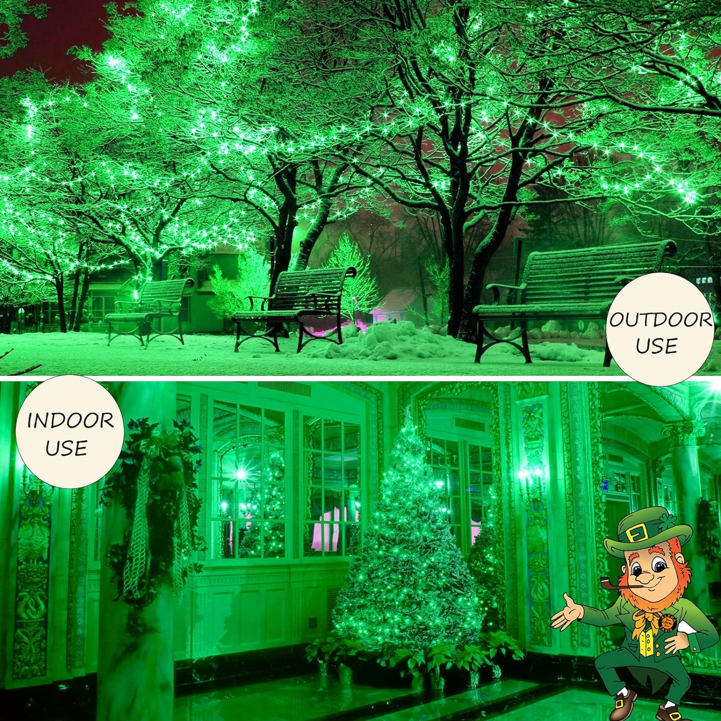 72FT/200 LEDs Green String Lights Indoor/Outdoor, Waterproof 8 Modes Green Wire Tree Lights for St Patrick's Day Christmas Halloween Decorations (Green)
