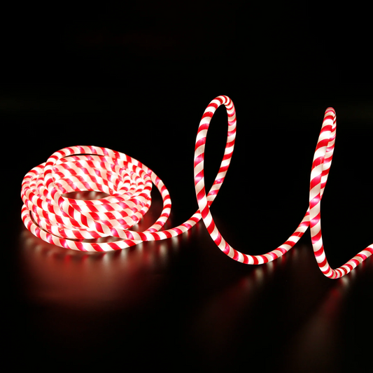 Outdoor Christmas Candy Cane Rope Light, LED Rope Lighting Red Blue Color Splice 10m/32.8FT, end to end