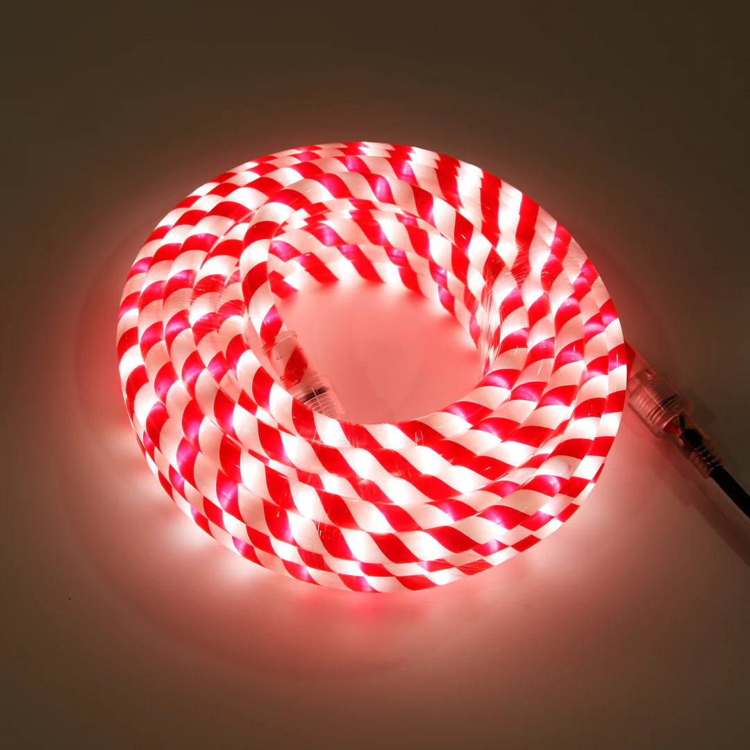 Outdoor Christmas Candy Cane Rope Light, LED Rope Lighting Red Blue Color Splice 10m/32.8FT, end to end