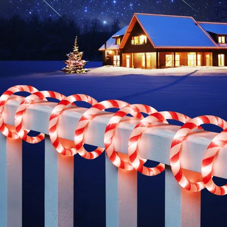 Outdoor Christmas Candy Cane Rope Light, LED Rope Lighting Red Blue Color Splice 10m/32.8FT, end to end