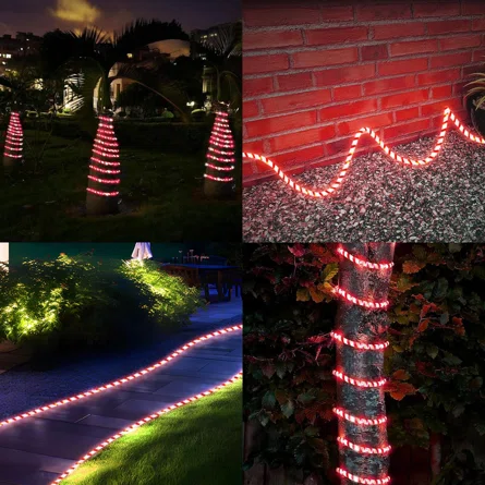 Outdoor Christmas Candy Cane Rope Light, LED Rope Lighting Red Blue Color Splice 10m/32.8FT, end to end