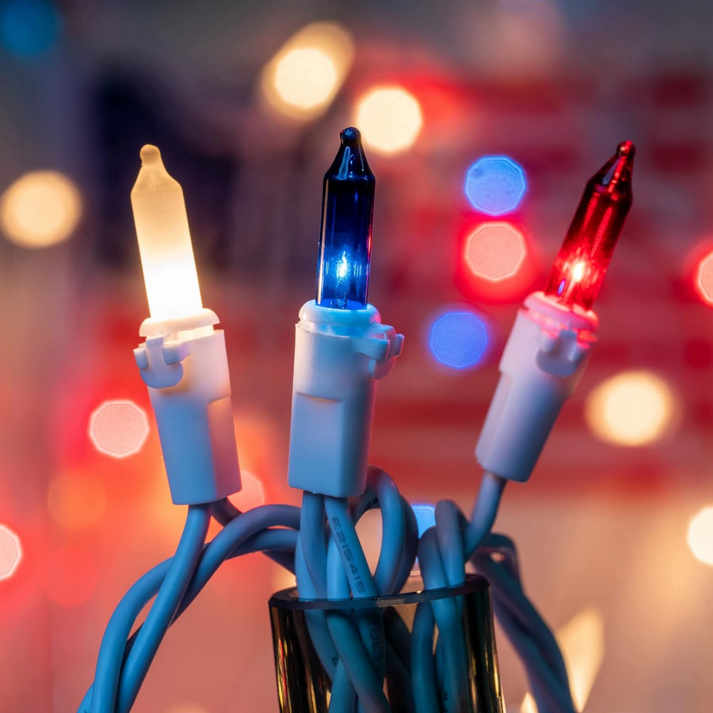 Red White and Blue Mini Lights, 4th of July Patriotic String Lights Green Wire,16FT 50 Leds Incandescent Independence Day Lights for Indoor Outdoor Christmas Party Decor