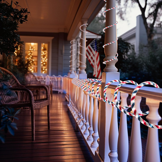 Outdoor Patriotic Rope Light, Independence Day 4th of July LED Rope Lighting Red Blue US Flag Color Splice 10m/32.8FT, end to end