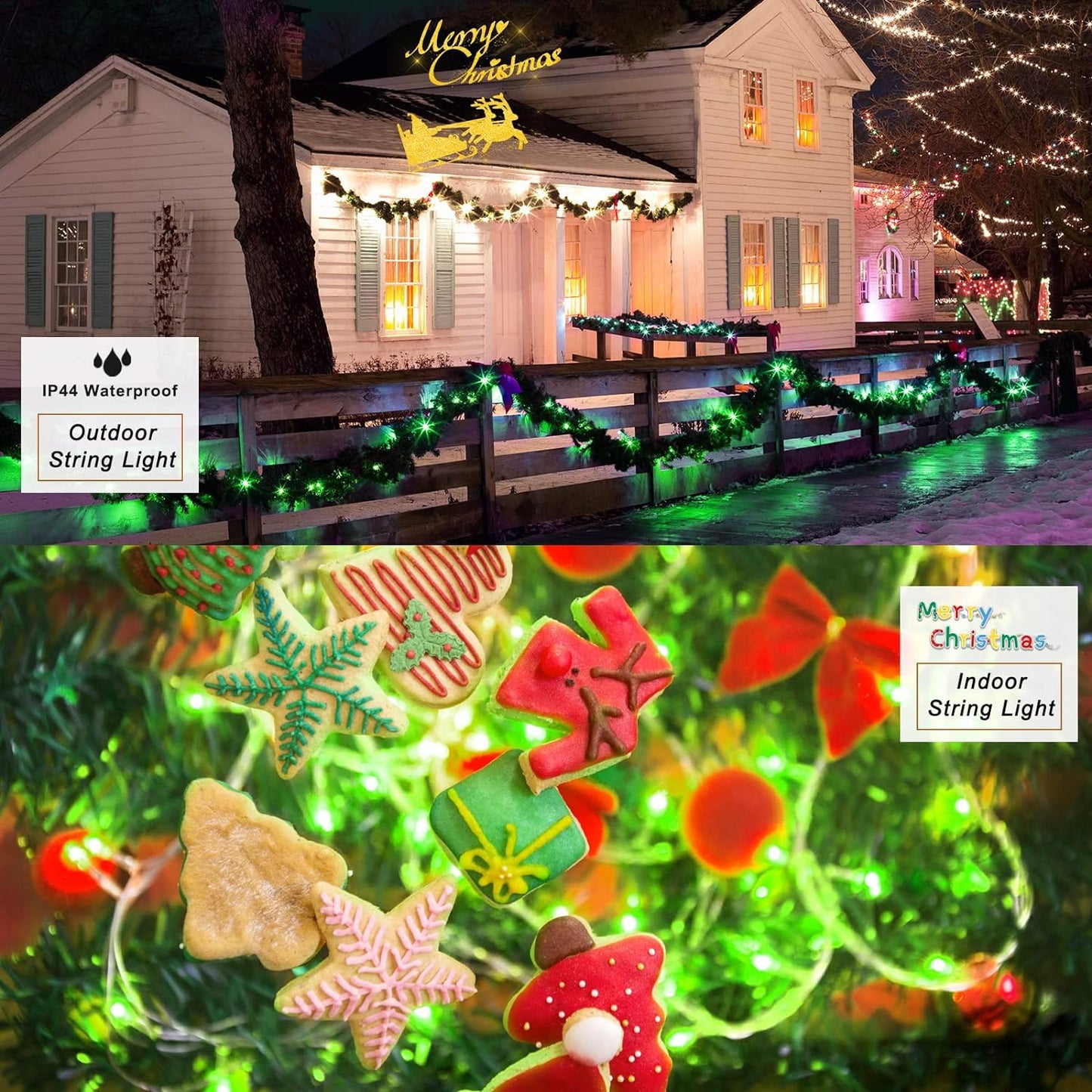 72FT/200 LEDs Green String Lights Indoor/Outdoor, Waterproof 8 Modes Green Wire Tree Lights for St Patrick's Day Christmas Halloween Decorations (Green)